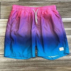 Scotch & Soda Cerise Gradient Mid-Length Printed Swim Shorts Size Small